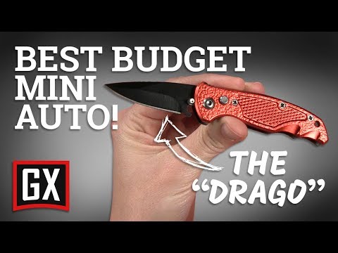 Drago Orange Mini Automatic Knife - Black Plain