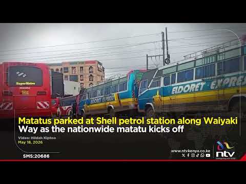 Matatus parked at Shell petrol station along Waiyaki Way as the nationwide matatu kicks off