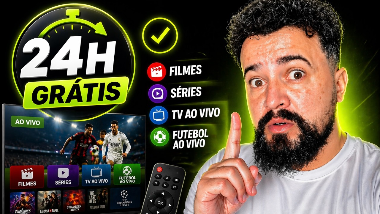 🔥 IPTV com TESTE GRÁTIS de 24H – Testei AO VIVO! 😳