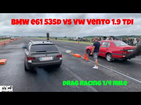 BMW e61 535d vs Vw Vento 1.9 TDI drag racing 1/4 mile 🚦🚗 - 4K UHD