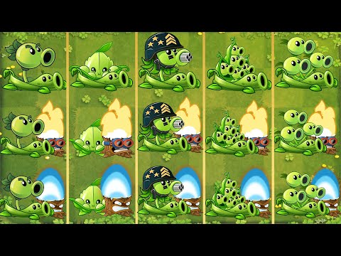 Pvz 2 Challenge - All Peashooters Level 1 & Pea Vine Combo & Torchwood Combo Battlez - Who Will Win