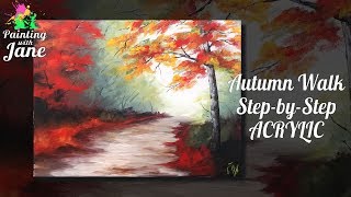 Autumn Walk - Step by Step Acrylic Painting Tutorial