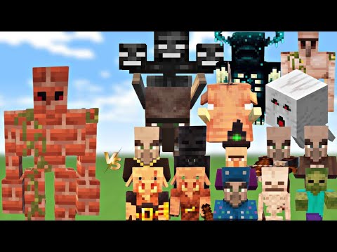 Minecraft amazing battle between brick golem vs all mobs #minecraft #viral