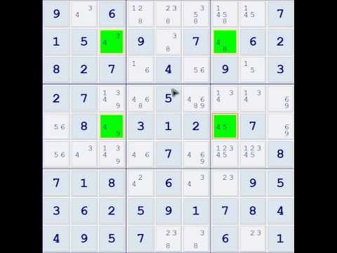 Sudoku Demonstration - X-Wing Technique (Example 01)