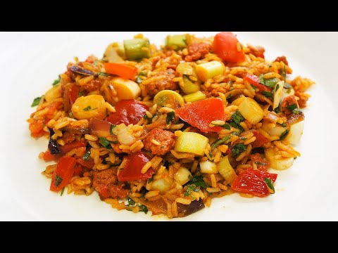 Arroz con salchicha picante