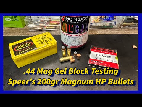 .44mag Gel Block Testing the Speer 200gr Magnum HP Bullet