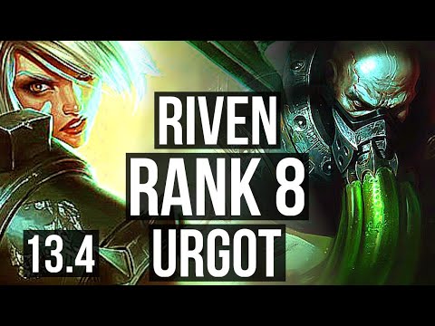 RIVEN vs URGOT (TOP) | Rank 1 Riven, 2.3M mastery, Rank 8, Legendary | TR Challenger | 13.4