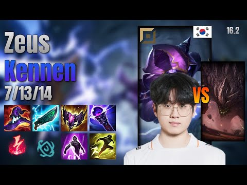Zeus Top Kennen vs Malphite lol KR solo rank Full Game 16.2 | 제우스 케넨 vs 말파이트