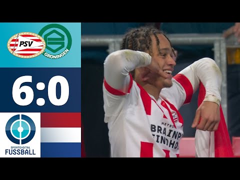 Xavi Simons mit Traumtor bei PSV-Kantersieg! | PSV Eindhoven - FC Groningen |