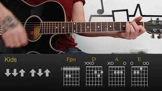 MGMT - Kids | Easy Guitar Lesson Tutorial with Chords/Tabs and Rhythm