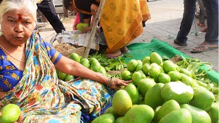 Past 40 Years This Old Lady Selling Raw Mango For Pickles | Hyderabad | Mango Cutting Skills