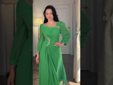 Rochie de ocazie verde lunga din voal Video