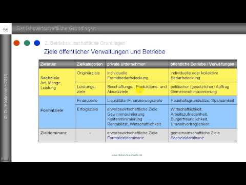 11. Sachziele und Formalziele - Zieldominanz privater und öffentlicher Betriebe