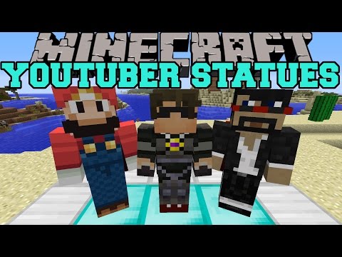 PopularMMOs - Minecraft: YOUTUBER STATUES (MOB HEADS, WEAR THEM, & STATUES!) Mod Showcase