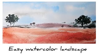 How to paint an easy watercolor landscape / for beginners
