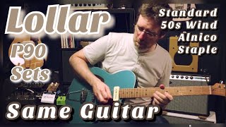 Video thumbnail for Lollar P90-a-Thon: Standard v 50s Wind v Staple v Alnico Pole - back-to-back comparison - Best p90s by Scott Haskitt