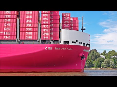 NEW CONTAINER SHIP "ONE INNOVATION" ARRIVES FIRST TIME AT HAMBURG PORT - 4K SHIPSPOTTING JULY 2023
