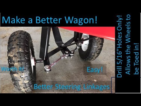 Harbor Freight Wagon Steering Link Improvement - Red Wagon with Garden Wagon Suspension Modification