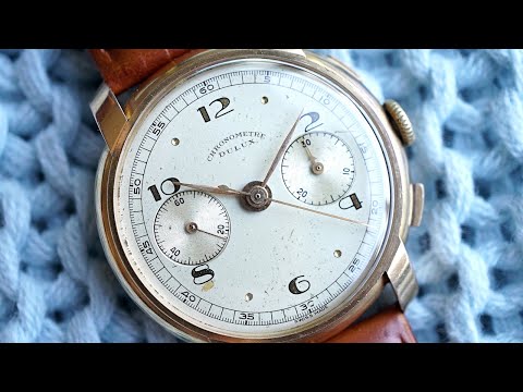 Dulux chronometre Landeron 48 chronograph - 18k solid gold - 1960's