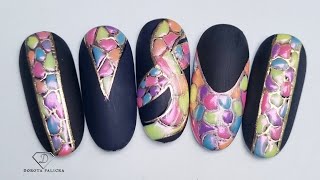 Mosaic nail art. Pearl stones nail design for beginners 