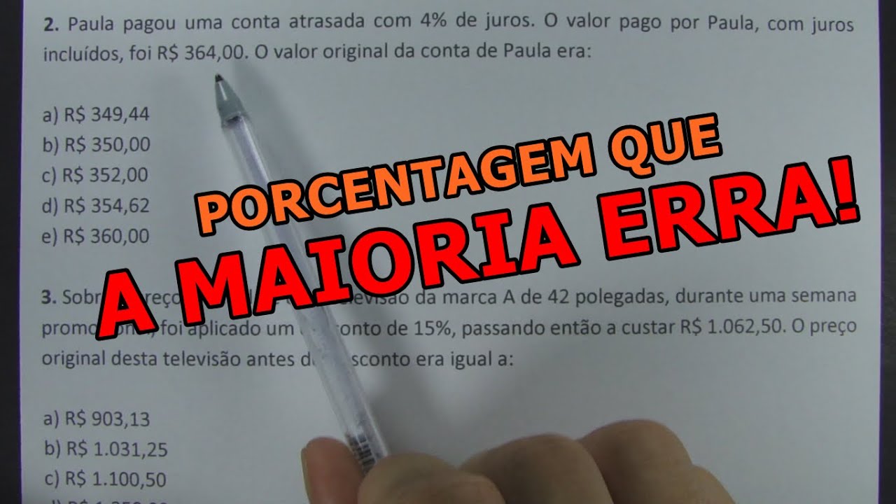 PORCENTAGEM QUE A MAIORIA ERRA!!!