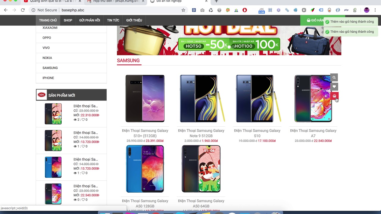 [Codethue.net]   Cập nhật giỏ hàng - Xoá Giỏ hàng - Code thuê đồ án