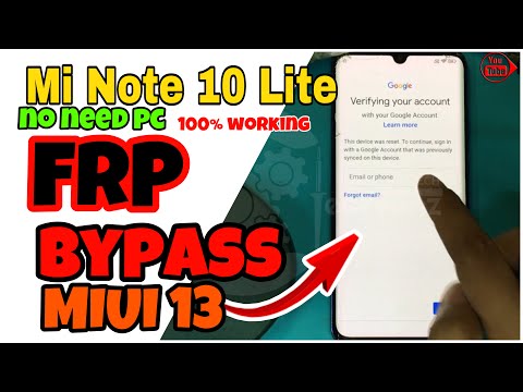 Mi Note 10 Lite Android 13 Frp bypass | 100% working no need pc