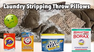 EASY DIY LAUNDRY STRIPPING HACK | THROW PILLOWS | LAUNDRY DEEP CLEAN | MAJOR CLEANING MOTIVATION