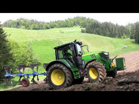 Zu steil 🚜 John Deere 6140M kommt nicht mehr weiter... pflügen mit Lemken