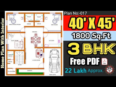 40 X 45 1800 Square Feet 4bhk House Plan No 080