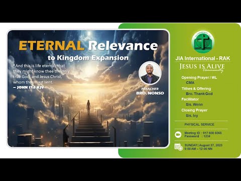 27 Aug 2023 JIA International - RAK: Eternal Relevance to Kingdom Expansion by Bro  Nonso