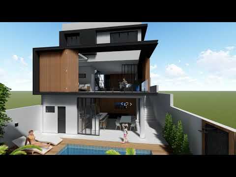 Projeto Arquitetura Sobrado 225m2 - Terreno Declive 18x25m - Contemporâneo - Condomínio Fechado