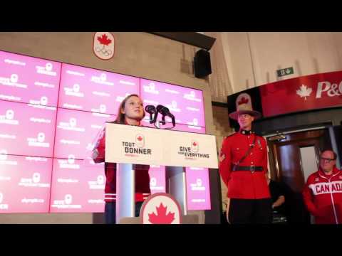 Rosie MacLennan Medal Ceremony at Canada Olympic House - August 6, 2012