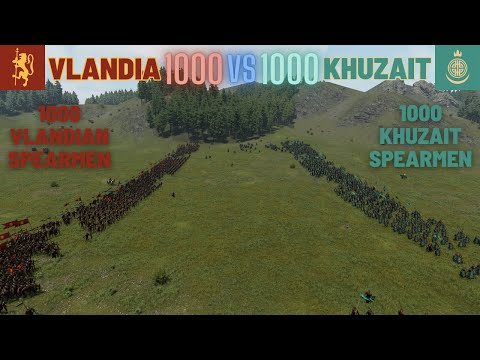 1000 Vlandian Spearmen vs. 1000 Khuzait Spearmen #bannerlord