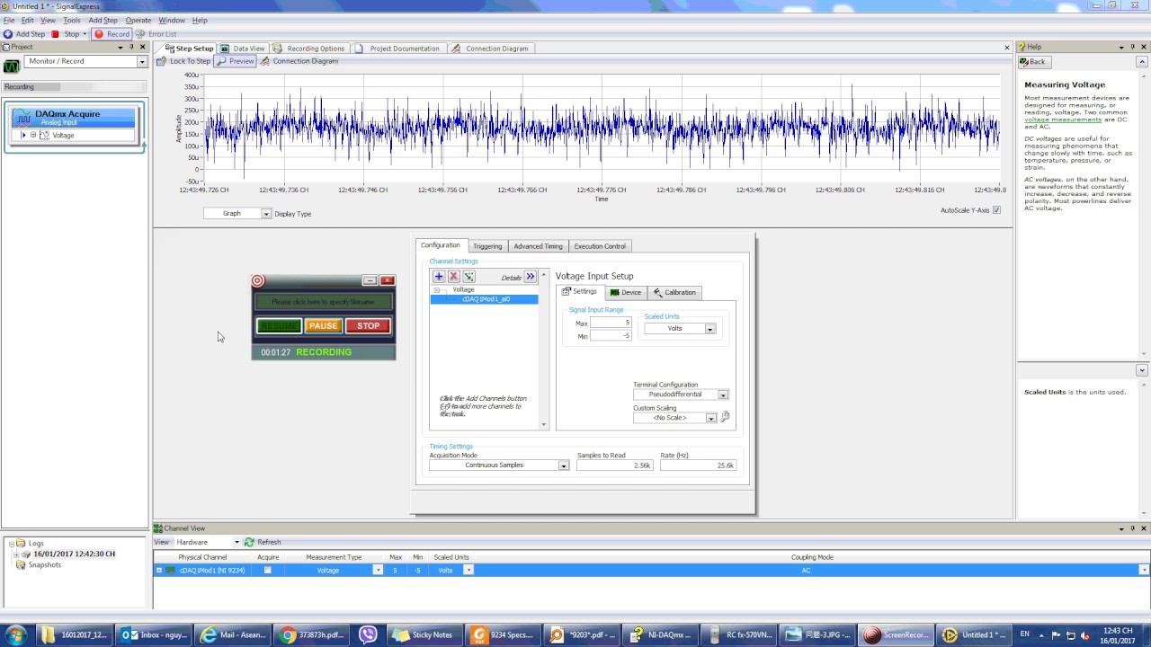 SignalExpress Simple data logging