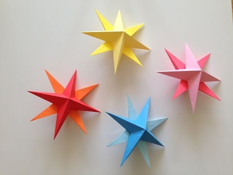 How to make Simple 3D Paper Stars, Christmas DIY, origami