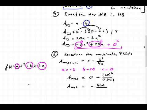 Extremwertaufgaben / Optimierungsaufgaben (ohne Differenzialrechnung bzw. 1.Ableitung) - Mittelstufe