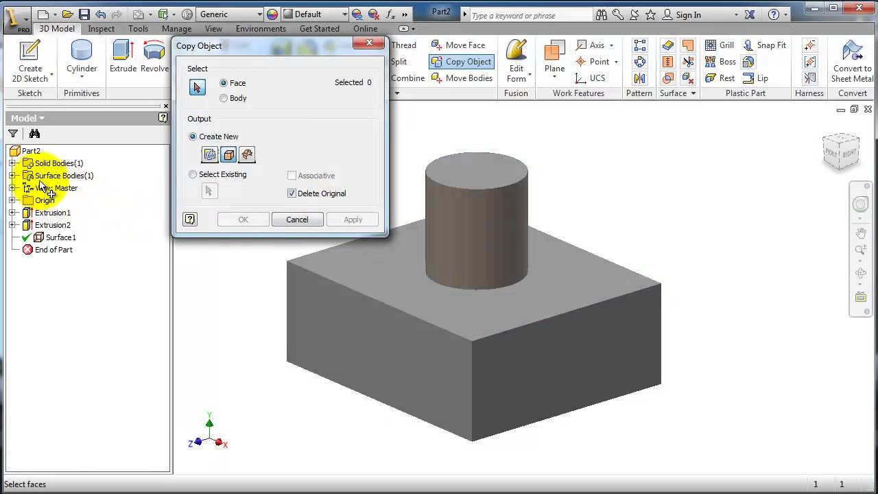 61 AutoDesk Inventor Tutorial: Copy Object, surface