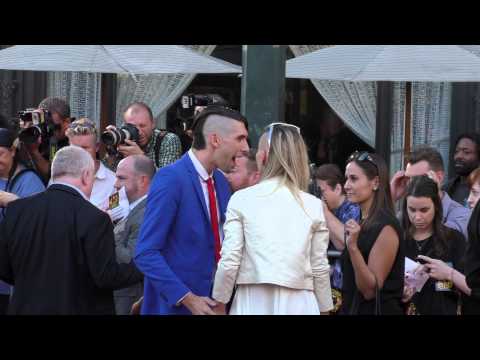 Max Landis and Dylan Meyers at the American Ultra Premiere at Ace Hotel in Los Angeles