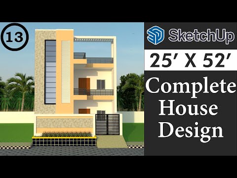 25 X 52 House Design in Sketchup for Beginners || Tutorial in Hindi