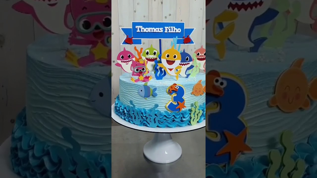 Duo de Bolos tema Baby Shark Breno 1 ano e Thomas Filho 3 anos