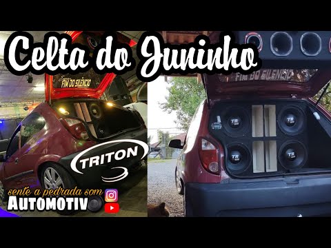 CELTA DO JUNINHO TRITON ALTO FALANTES/SENTE A PEDRADA SOM AUTOMOTIVO