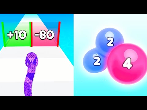 Snake Run Race 3D vs Melty Bubble 2048 / Satisfying All Levels Gameplay 2024...