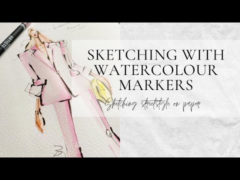 Sketching Fashion Art With Watercolour Markers / Drawing Street style Outfit / How To Sketch Fashion
