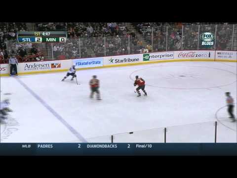 Ryan Reaves cranks Clayton Stoner St. Louis Blues vs Minnesota Wild 3/9/14 NHL Hockey.