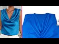 Easiest Method To Stitch Cowl Neck Top Design Wave Of Waterfall Blouse Sewing Techniques And Tips