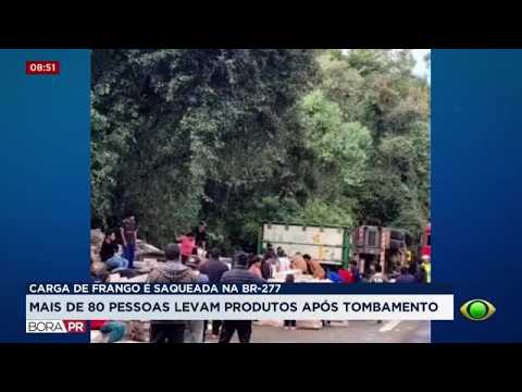 Saque de carga de frango mobiliza 80 pessoas na BR-277