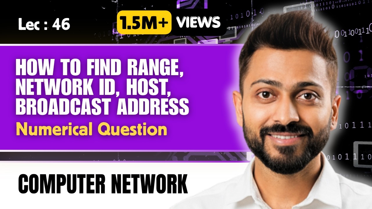 Lec-45: Find Range, Network Id, Host, Broadcast address with Numerical Examples in Hindi