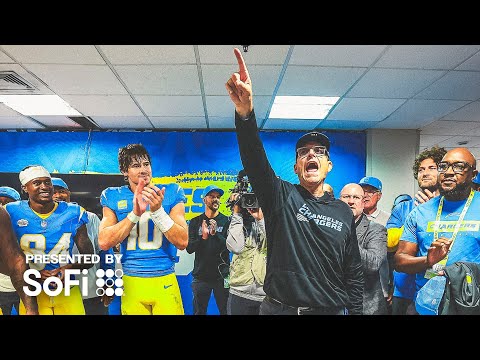 Jim Harbaugh Locker Room Victory Speech Vs Chiefs | LA Chargers