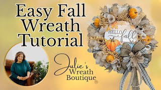 DIY Easy Fall Wreath Tutorial | Step-by-Step Guide for Beginners | Easy Fall Wreath DIY